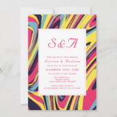 Moderne Artsy Roze Abstracte Swirl Bruiloft Kaart (Voorkant)