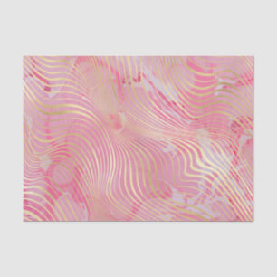 Moderne Artsy Roze Gouden Gebogen Strepen Marmer Tissuepapier