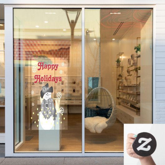 Moderne Artsy Sneeuwman Raamsticker (Winkelraam)