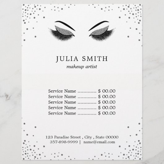 Moderne as met zilver Glitter Makeup Artist Flyer (Voorkant)