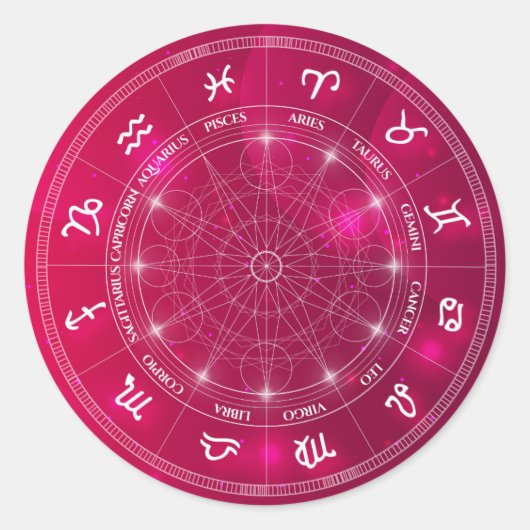 Moderne astrology Wheel zodiagift Ronde Sticker (Voorkant)