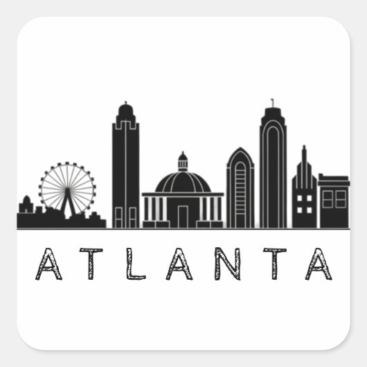 Moderne Atlanta Georgia gestileerde skyline Vierkante Sticker (Voorkant)