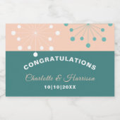 Moderne atoomstartbruiloft midden eeuw sparkling wijnetiket (Enkel label)