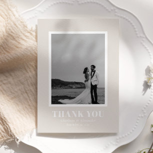 Moderne audacieuse typographie photo mariage merci