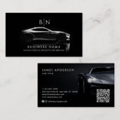 Moderne Auto/Auto Monogram QR Code & Sociale Media Visitekaartje (Voorkant / Achterkant)