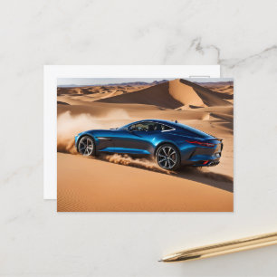 Moderne auto in de woestijn briefkaart
