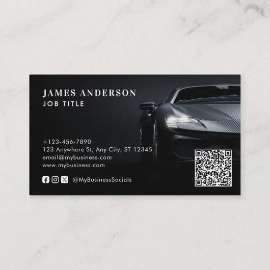 Moderne auto / voertuig / auto QR-code & sociale m Visitekaartje (Achterkant)