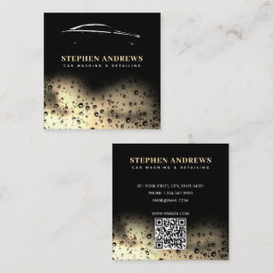 Moderne Auto Wash Automotive Cleaning QR Code Goud Vierkante Visitekaartje