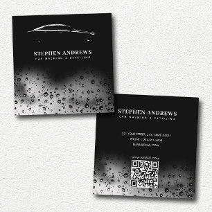Moderne Auto Wassen Automobielreiniging QR-code Vierkante Visitekaartje