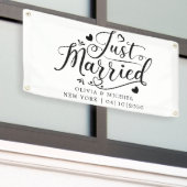 Moderne avec coeur juste marié bannière voiture (Bâtiment extérieur)