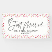 Moderne avec coeur juste marié bannière voiture (Horizontal)