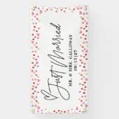 Moderne avec coeur juste marié bannière voiture (Verticale)