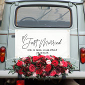 Moderne avec coeur juste marié bannière voiture