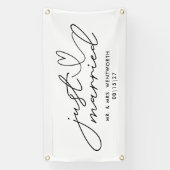 Moderne avec coeur juste marié bannière voiture (Verticale)