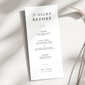 Moderne avond voor het repetitie diner van de brui menu