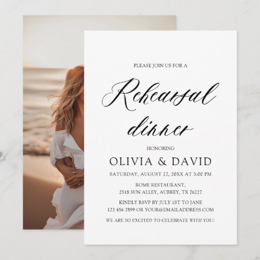 Moderne avond voor repetitie diner kaart (Voorkant / Achterkant)