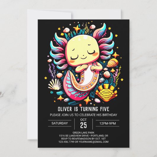 Moderne Axolotl Custom Verjaardag Kaart (Voorkant)