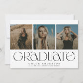 Moderne B + W 3 Faire-part de graduation photo (Devant)