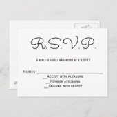 Moderne b & w bruiloft RSVP kaarten (Voorkant / Achterkant)