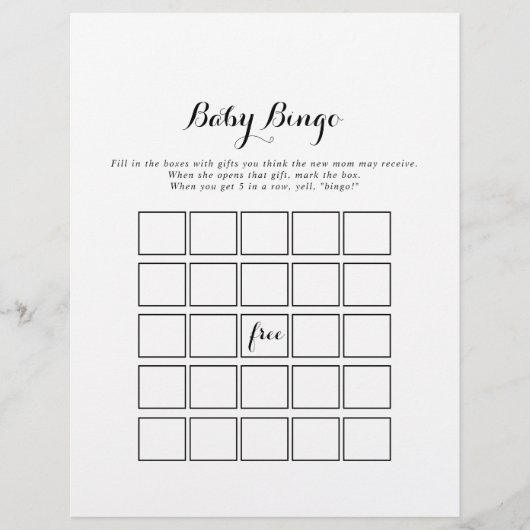Moderne Baby Bingo Shower Game (Voorkant)