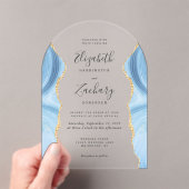 Moderne Baby Blue Gold Agaat Wedding Arch Acryl Uitnodigingen (Insitu (Draagbaar))