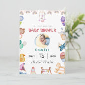 Moderne baby boy douche uitnodiging (Staand voorkant)