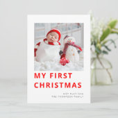 Moderne Baby eerste kerstfoto Feestdagenkaart (Staand voorkant)