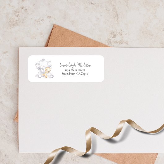 Moderne Baby Elephant Return-adres Etiket