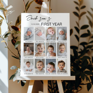 Moderne Baby Foto 1e Verjaardag Mijlpaal teken Poster
