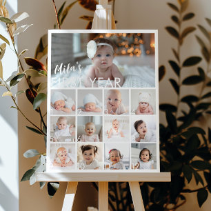 Moderne Baby Foto Eerste Jaar Mijlpaal Teken Poster