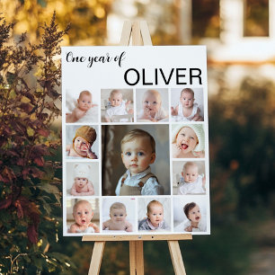 Moderne Baby Foto Eerste Jaar Mijlpaal Teken Poster