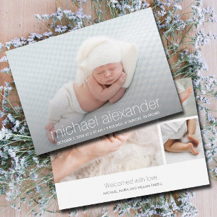 Moderne Baby foto geboorte Aankondiging