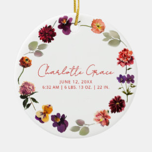Moderne Baby Foto Geboorte Statistieken Boho Rusti Keramisch Ornament