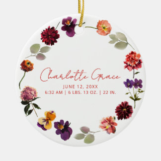 Moderne Baby Foto Geboorte Statistieken Boho Rusti Keramisch Ornament