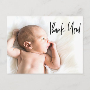 Moderne Baby Foto van Handlettering Dank je wel Briefkaart