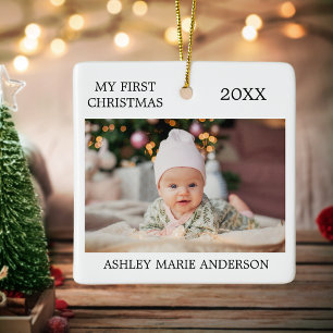 Moderne Baby foto voor eerste Kerstmis Keramisch Ornament