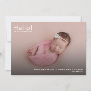 Moderne Baby-fotonaam start geboorte Aankondiging