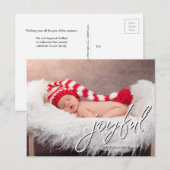 Moderne Baby geboorteaankondiging Vrolijk script Briefkaart (Voorkant / Achterkant)