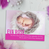 Moderne baby girl roze foto aankondiging briefkaar