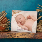 Moderne Baby Nursery Photo Script Name Birth Stats Fotoplaat (Zijkant)