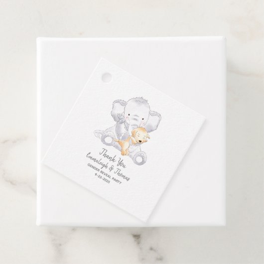 Moderne Baby Olifant en Hond Dank u Bedankjes Labels (In situ)