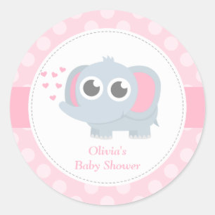 Moderne Baby Olifant Stippen Baby Shower Ronde Sticker