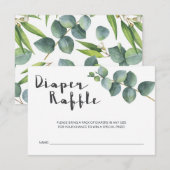 Moderne Baby shower Eucalyptus Diaper Raffle Informatiekaartje (Voorkant / Achterkant)