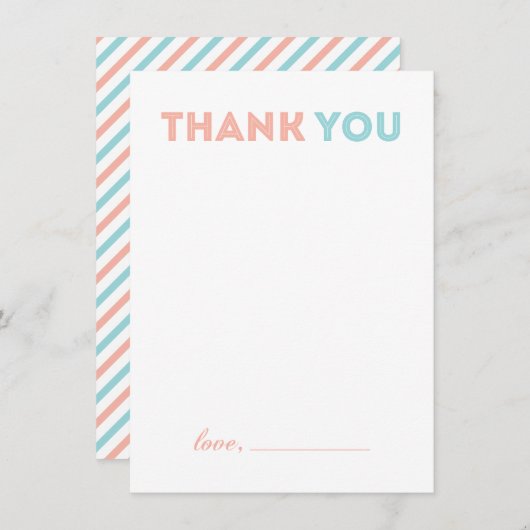 Moderne Baby shower fille - Merci carte de note (Devant / Derrière)