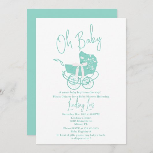 Moderne Baby shower Genderneutrale uitnodiging (Voorkant / Achterkant)
