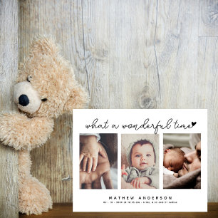 Moderne baby shower met meerdere foto's bedankt briefkaart