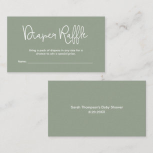 Moderne Baby Shower Sage Green Luier Raffle Informatiekaartje