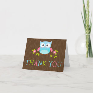 Moderne Baby shower Uil Bedankt Opmerking Kaart