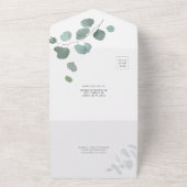 Moderne Baby shower van Eucalyptus All In One Uitnodiging (Buitenkant)