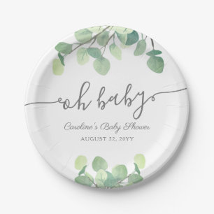 Moderne Baby shower van Eucalyptus Papieren Bordje